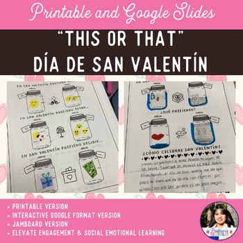 Preview of Valentines Day Spanish THIS OR THAT Activities & Whole-Class Game