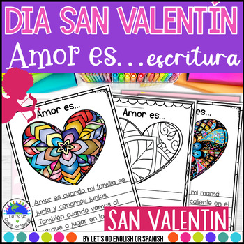 Preview of Valentines Day Spanish Writing Activity  Día de San Valentin Centro de Escritura