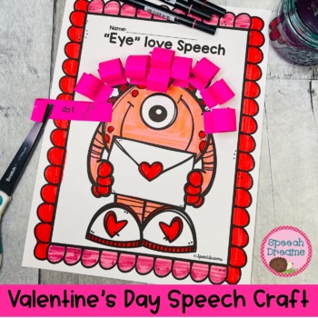 Preview of Valentines Day Speech Therapy Craft: Articulation and Language Goal Monsters