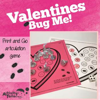 Preview of Valentines Day Speech Therapy Articulation Game | Valentines Bug Me
