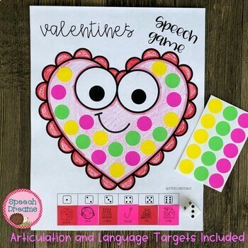 Preview of Speech Therapy Valentines Day Activities | Dice Game Articulation Language