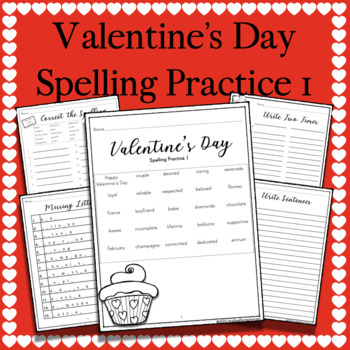 Preview of Valentines Day Spelling Practice 1 - 25 Spelling Words