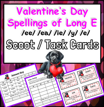 Preview of Valentines Day Long Vowel Long E / SOR Phonics - Task Cards / HD Word