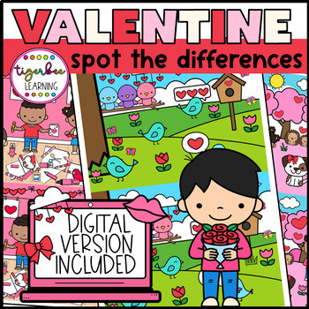 Preview of Valentines Day Spot the Difference Visual Perception Puzzles