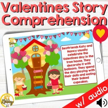 Preview of Valentines Day Story Comprehension Answering WH Questions Boom Cards