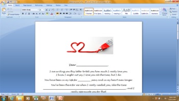 Preview of Valentine's Day Student Love Letter