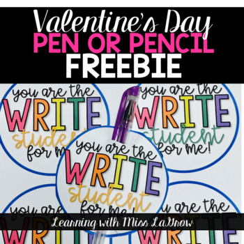 Preview of Valentines Day Student Pen or Pencil Printable Card Tag
