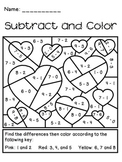 Valentine's Day Subtract and Color Activity