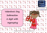 Valentine's Day Subtraction 2 digit with regrouping Smart 