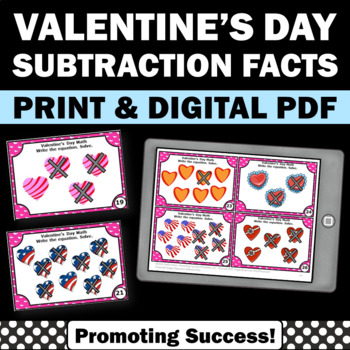 Preview of Valentines Day Subtraction with Pictures Within 10 SCOOT Printable Games