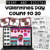 Valentines Day Count to 20 print and digital Google Slides™