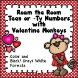 Number Sense Activity Teen and/ or -Ty Numbers Valentine Monkeys