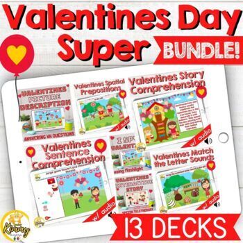 Preview of Valentines Day Teletherapy Super Boom Cards Bundle