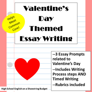 Preview of Valentine's Day Themed Essay Writing, w Rubrics & Printables