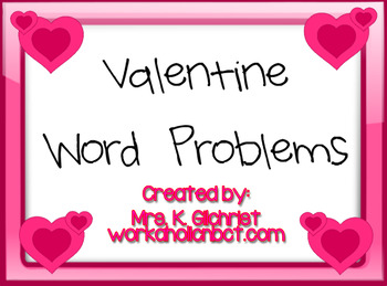 Preview of Valentine's Day Themed Math Word Problems Promethean Flipchart Lesson