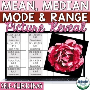 Preview of Valentines Day Themed Mean Median Mode and Range Digital Picture Reveal