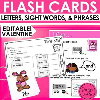 Preview of Valentine's Day Sight Words Flash Cards Alphabet Flash Cards & Fluency Sentences