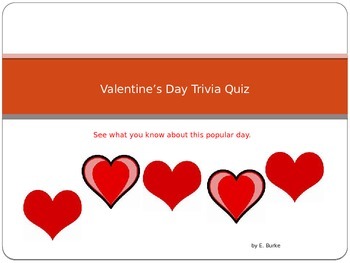 Preview of Valentine's Day Trivia Quiz