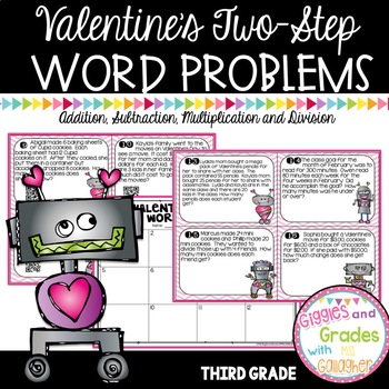 Preview of Two Step Word Problems for Valentine's Day