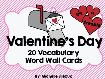 Preview of Valentines Day Vocabulary Word Wall Freebie