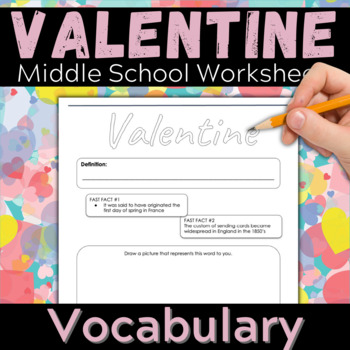 Preview of Valentines Day Vocabulary: Worksheets for Middle School!