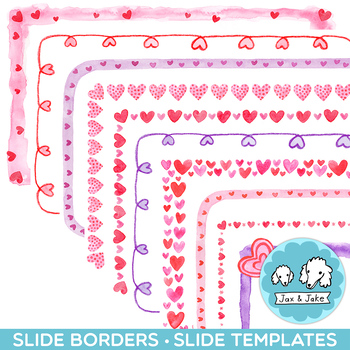 Preview of Valentines Day Watercolor SLIDE Border Clipart, February Google Slides Templates