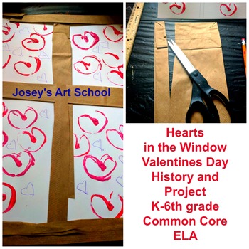 Preview of Valentines Day Window Hearts Collage Paint Valentine History Lesson Art Project