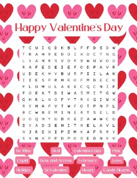 Preview of Valentines Day Word Search - Holiday Themed Activity for All Ages