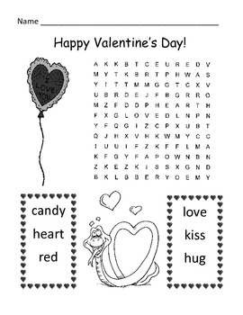 valentines day word search puzzle 1st grade by kelly