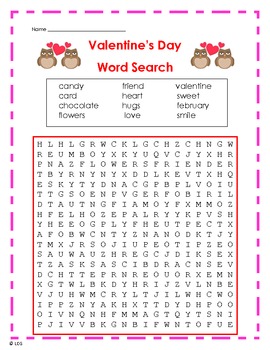 Valentine's Day Word Search/ Word Find by TeacherLCG | TPT