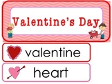Valentine's Day Word Wall Weekly Theme Bulletin Board Labels.