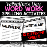 Valentines Day Word Work Spelling Unscramble Activities