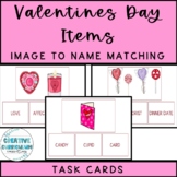 Valentines Day Words Identifying Items Picture to Word Task Cards