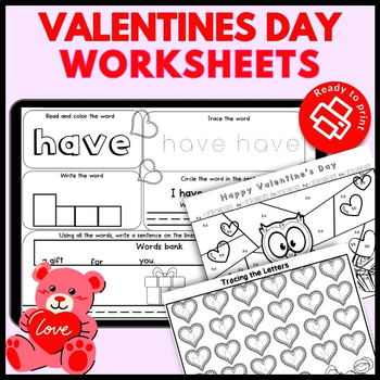 Preview of Valentines Day Worksheets NO PREP Activities | Reading | February