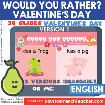 Preview of Valentines Day Would You Rather February | Digital/Virtual Valentine Activities
