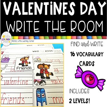 Preview of Valentines Day Write the Room | Sensory Bin Activity