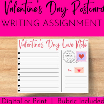 Preview of Valentines Day Writing Assignment | Letter writing | Rubric | Middle School