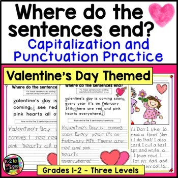 Preview of Valentines Day Writing Capitalization and Punctuation | Mini Paragraph Editing
