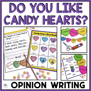 Preview of Valentines Day Writing Craft | Conversation Hearts Candy Hearts Opinion Writing