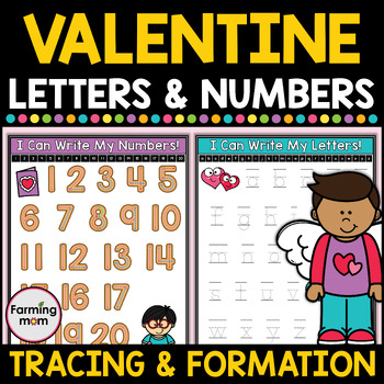 Preview of Valentines Day Writing Numbers to 20 and Alphabet Letter Tracing Coloring Pages