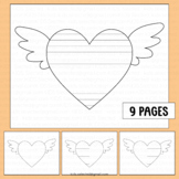 Valentines Day Writing Paper Heart Template Wings Activiti