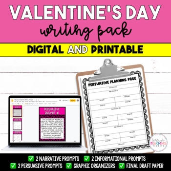 Preview of Valentine's Day Writing Prompts - Narrative, Expository, Persuasive