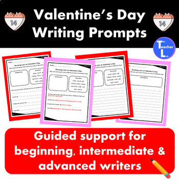 Preview of Valentine's Day Writing Prompts with Word Bank 2nd 3rd 4th Grade
