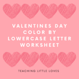 Valentines Day color by lowercase letter worksheet