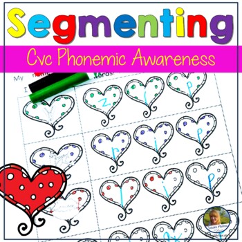 Preview of Valentines Day cvc Word Ladders Phonemic Awareness Segmenting Phonics Worksheets