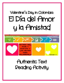 Preview of Valentine's Day in Colombia - Día del Amor y la Amistad Authentic Text Activity