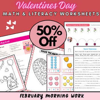 Preview of first grade morning work february,valentines day fun packet Math & Literacy