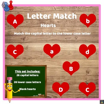 Preview of Alphabet Match Game - Hearts