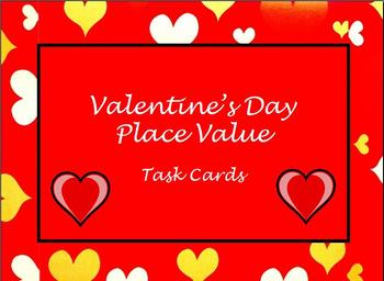 Preview of Valentine's Day math activities place value task cards