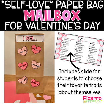Preview of Valentines Day paper bag mailbox | Self-love | Self affirmation Valentines Day